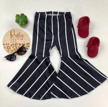 Load image into Gallery viewer, Penny Pin Striped Black & White Bell Bottoms