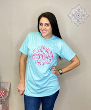Load image into Gallery viewer, Norah Wonderful Time Of The Year Blue & Pink Christmas Tee - Rusty Soul