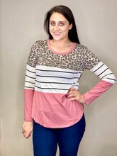 Load image into Gallery viewer, Kristen Mauve, Stripped, & Cheetah Long Sleeve Shirt - Rusty Soul