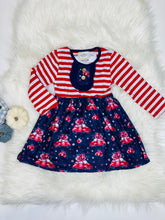 Load image into Gallery viewer, Kennedy Flower & Navy Twirl Dress - Rusty Soul