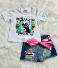 Load image into Gallery viewer, Jayla Aztec & Mint Sequin Patch Denim Shorts - Rusty Soul