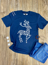Load image into Gallery viewer, Navy Snowflake Reindeer Tee - Rusty Soul