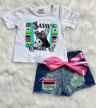 Load image into Gallery viewer, Jayla Aztec & Mint Sequin Patch Denim Shorts - Rusty Soul