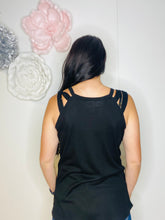 Load image into Gallery viewer, Grace Black Strappy Ribbed Tank Top - Rusty Soul