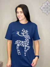 Load image into Gallery viewer, Navy Snowflake Reindeer Tee - Rusty Soul