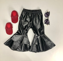Load image into Gallery viewer, Callin the Shots Pleather Double Layer Bell Bottoms