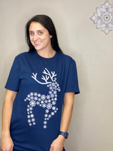 Load image into Gallery viewer, Navy Snowflake Reindeer Tee - Rusty Soul