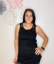 Load image into Gallery viewer, Grace Black Strappy Ribbed Tank Top - Rusty Soul