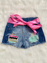 Load image into Gallery viewer, Jayla Aztec & Mint Sequin Patch Denim Shorts - Rusty Soul