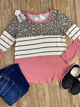 Load image into Gallery viewer, Kristen Mauve, Stripped, & Cheetah Long Sleeve Shirt - Rusty Soul