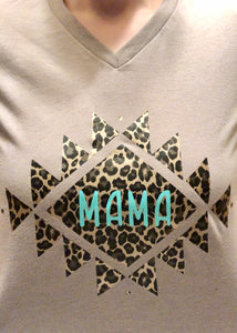 Heather Cheetah & Turquoise Mama Tee