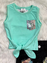 Load image into Gallery viewer, Catherine Mint Tank Top with Sequin Pocket - Rusty Soul