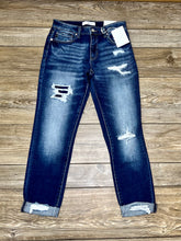 Load image into Gallery viewer, Julianna Mid Rise Boyfriend Distressed Jeans / Capris - Rusty Soul