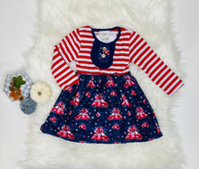 Load image into Gallery viewer, Kennedy Flower & Navy Twirl Dress - Rusty Soul