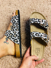 Load image into Gallery viewer, Zoe White Leopard Double Strap Adjustable Sandals - Rusty Soul