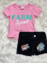 Load image into Gallery viewer, Elsie Black Denim Distressed Sequin Patch Shorts - Rusty Soul