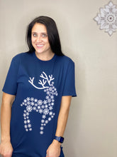 Load image into Gallery viewer, Navy Snowflake Reindeer Tee - Rusty Soul