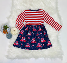 Load image into Gallery viewer, Kennedy Flower & Navy Twirl Dress - Rusty Soul