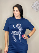 Load image into Gallery viewer, Navy Snowflake Reindeer Tee - Rusty Soul
