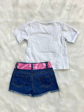 Load image into Gallery viewer, Jayla Aztec & Mint Sequin Patch Denim Shorts - Rusty Soul