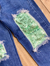 Load image into Gallery viewer, Alyssa Mint Sequence Patch Jeans - Rusty Soul