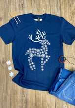 Load image into Gallery viewer, Navy Snowflake Reindeer Tee - Rusty Soul