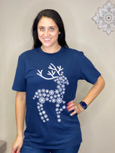 Load image into Gallery viewer, Navy Snowflake Reindeer Tee - Rusty Soul