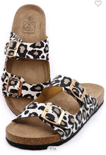 Load image into Gallery viewer, Zoe White Leopard Double Strap Adjustable Sandals - Rusty Soul