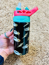 Load image into Gallery viewer, Black Cowboy Hat & Glitter Boldt Girl's Western Drink Cup - Rusty Soul
