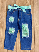 Load image into Gallery viewer, Alyssa Mint Sequence Patch Jeans - Rusty Soul