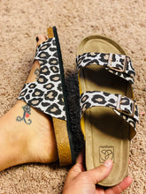 Load image into Gallery viewer, Zoe White Leopard Double Strap Adjustable Sandals - Rusty Soul