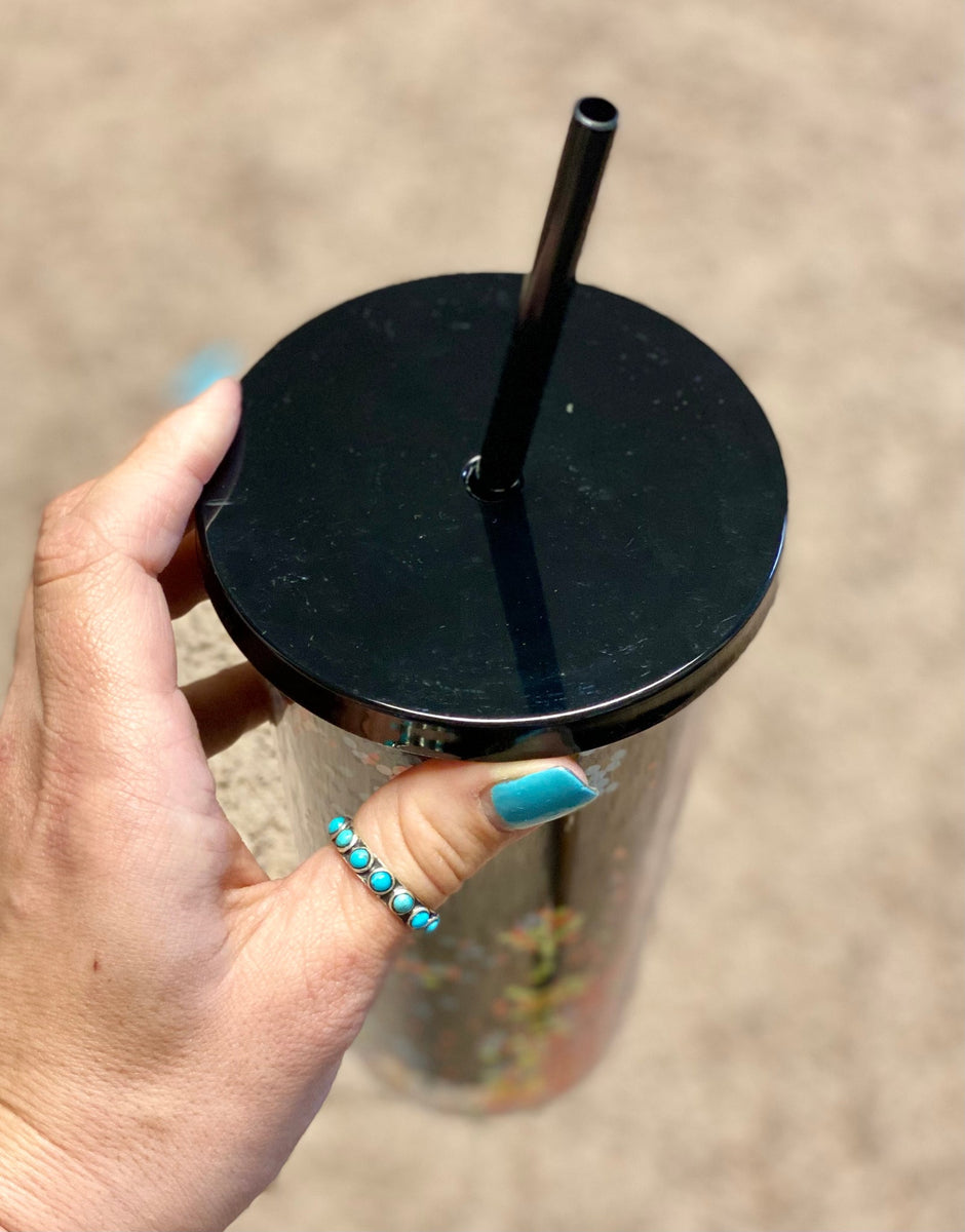 Black & Neon Glitter Tumbler with Straw – Rusty Soul