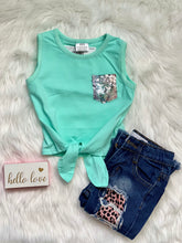 Load image into Gallery viewer, Catherine Mint Tank Top with Sequin Pocket - Rusty Soul