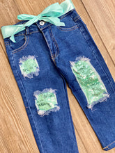 Load image into Gallery viewer, Alyssa Mint Sequence Patch Jeans - Rusty Soul
