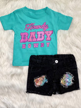 Load image into Gallery viewer, Elsie Black Denim Distressed Sequin Patch Shorts - Rusty Soul