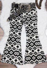 Load image into Gallery viewer, Krissy Black and White Aztec Bell Bottoms