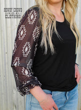 Load image into Gallery viewer, Mallory Back in Black with Aztec Women&#39;s Top