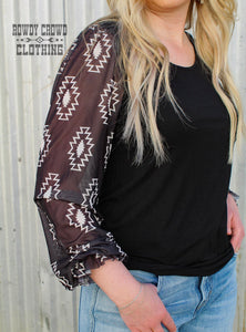 Mallory Back in Black with Aztec Women's Top