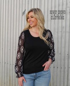 Mallory Back in Black with Aztec Women's Top