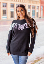 Load image into Gallery viewer, Thea Black Fringe Sweater