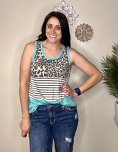 Load image into Gallery viewer, Elsie Mint, Stripes, &amp; Cheetah Racer Back Tank Top