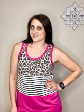 Load image into Gallery viewer, Leila Fuchsia, Stripes, &amp; Cheetah Racer Back Tank Top - Rusty Soul