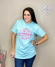 Load image into Gallery viewer, Norah Wonderful Time Of The Year Blue &amp; Pink Christmas Tee - Rusty Soul