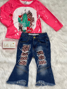 Kali Denim Distressed Bells With Cheetah Print Patches