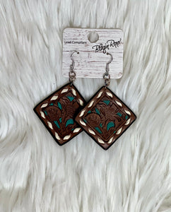 Floral Leather Stitched Earrings
