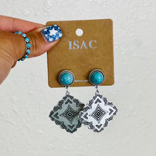 Load image into Gallery viewer, Summer Breeze Silver Aztec &amp; Turquoise Earrings