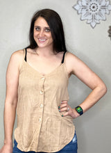 Load image into Gallery viewer, Kamila Khaki Button Up Cami Tank Top - Rusty Soul