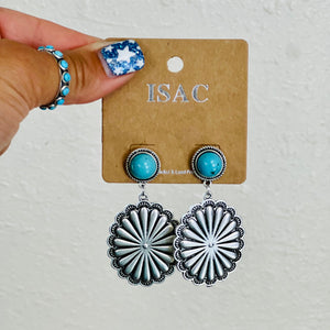 Lovely Day Silver Aztec & Turquoise Earrings