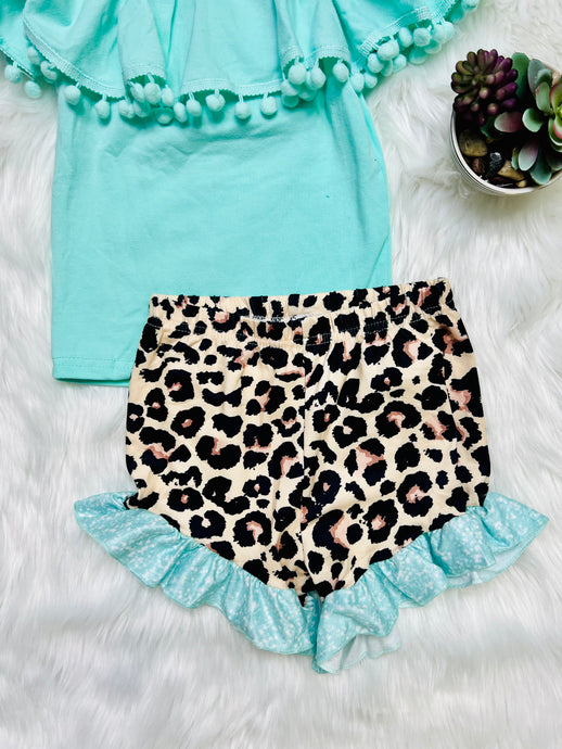 Rowan Mint & Cheetah Elastic Shorts - Rusty Soul