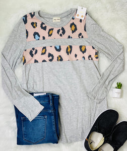 River Grey & Pink Leopard Print Long Sleeve Shirt - Rusty Soul